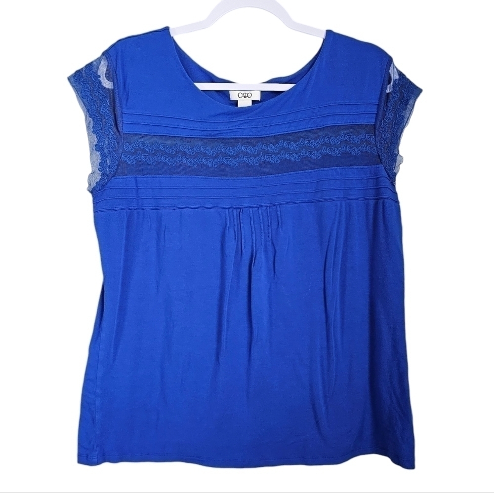 Cato lace cap sleeve blue top womens size XL